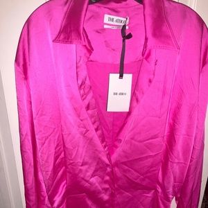 Satin Collard mini shirt dress